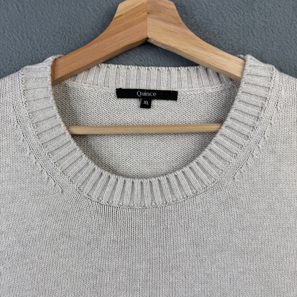 Quince Women XL Beige Organic Heavy Cotton Shaker Knit Crewneck Pullover Sweater - Picture 3 of 8